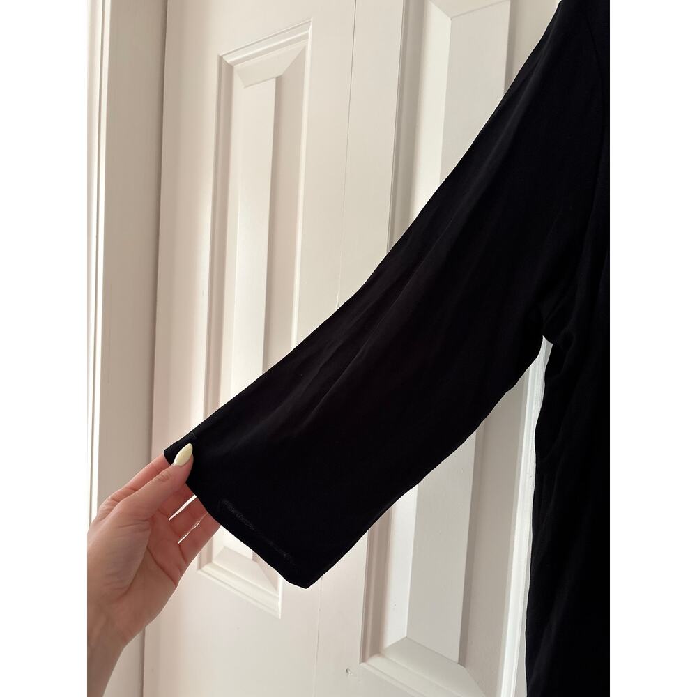 Eileen Fisher Black Silk Jersey Tunic Top Women’s Small Long Sleeve Minimalist - Picture 4 of 9